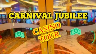 Carnival Jubilee HUGE CASINO TOUR Casino Bar Nonsmoking and Smoking Sections Cashier Host Desk Deck7 [upl. by Ataynek465]