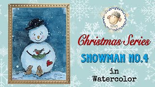 WATERCOLOR SNOWMAN NO4 SNOWMAN SERIES HolidayArtChallenge snowman inkandwash [upl. by Annyrb]