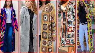 Long Granny Square Cardigan Granny Square Crochet Jacket Patchwork Cardigan Buttonless Cardigan [upl. by Esiuqcaj528]