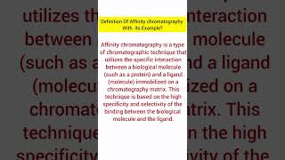 Affinity Chromatography With Its Example Affinitychromatogrohpy [upl. by Nehgaem59]