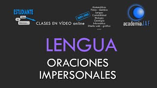 Las Oraciones Impersonales  Análisis Sintáctico Lengua Española sintaxis  academia JAF [upl. by Hayikat948]