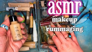 ASMR Makeup Collection Rummaging amp Organizing  no talking [upl. by Anaahs716]