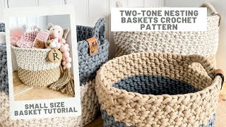 TwoTone Nesting Baskets Crochet Pattern [upl. by Bonns]