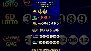 Lotto Result November 19 2024 9pm Draw shorts [upl. by Rickard]