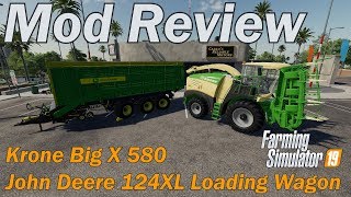 Farming Simulator 19  Mod Review  Krone Big X 580 and John Deere 124XL Loading Wagon [upl. by Nallac]