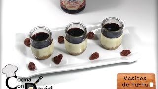 Vasitos de tarta de queso Receta sin horno  Cocina con David [upl. by Esirehc]