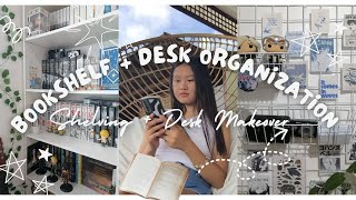 Bookshelf Organization and Desk Makeover  Shelving  Desk Organizer Storage  Ph [upl. by Leahcimaj]