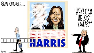 JULY 25 American Political Funny Caricature  Political Campaign Kamala Trump Harris Biden Cartoon [upl. by Nabois]