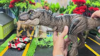 Big TRex Hunting Stygimoloch  Dinosaur Mattel at here  Dilophosaurus  Dimetrodon  Velociraptor [upl. by Nawtna]