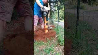 72cc auger digging in Georgia diy auger fence post [upl. by Michaela]