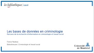 Les bases de données en criminologie [upl. by Nonnac]