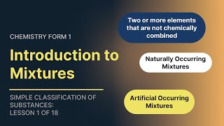 Introduction to Mixtures Chemistry Form1 Topic 2 Lesson 1 of 18 [upl. by Xuagram]