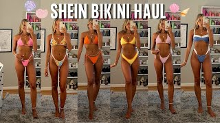 HUGE SHEIN BIKINI TRY ON HAUL end of summer swimsuit sale everything under 10  15 coupon code [upl. by Aihtnyc]