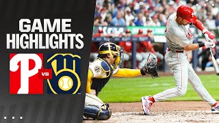 Phillies vs Brewers Game Highlights 91624  MLB Highlights [upl. by Aisatana]