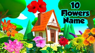 10 Flowers Name In English With Pictures  flowers Name For Nursery Kids [upl. by Keheley]