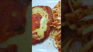 Pasta and veal parmesan pasta mukbang shorts [upl. by Derte]