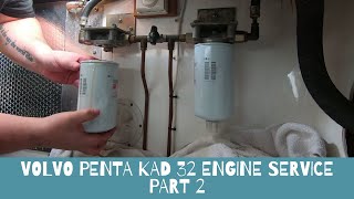 Volvo Penta KAD32 Engine Service Part 2 [upl. by Leavitt]