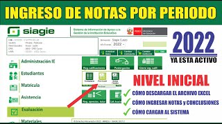 Siagie  Tutorial como Ingresar NOTAS POR PERIODO 2022  Nivel Inicial  Actualizado [upl. by Milissa848]