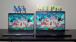 M3 vs M3 Pro MacBook Pro Gaming Test  Fortnite Minecraft Combat Master Fishing Planet [upl. by Nennahs]