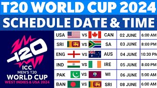 T20 World Cup 2024 Schedule Time Table  T20 World Cup 2024 Schedule  2024 T20 World Cup Schedule [upl. by Josie]