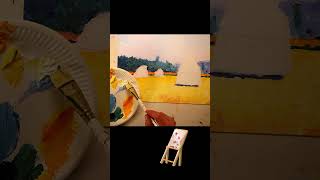 Impressionismus Monets Heuschober malen mit Acrylfarben 🏞️🖼️ shorts tutorial [upl. by Rasec]