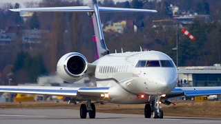 Bombardier Global Express TakeOff from Bern bound for Los Angeles [upl. by Gladi]