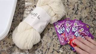 Dyepot Weekly 38  Dip Dyeing Yarn in Grape KoolAid Can we Exaggerate the Breaking [upl. by Atarman]