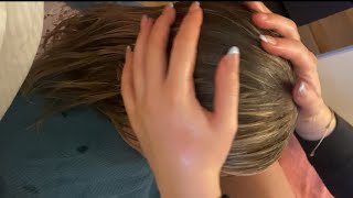 ASMR Scalp massage with oil on real hair scalp scratching [upl. by Ysus]