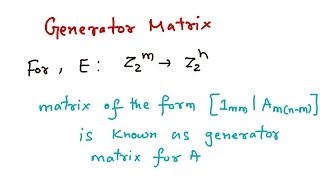 Generator matrix Parity Check matrix amp Group Codes [upl. by Attirehs]