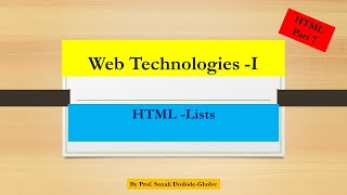 LIsts in HTML HTML part 7 [upl. by Milde496]