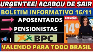 URGENTE NOTÍCIA ACABA DE CHEGAR PARA BENEFICIÁRIOS DO BPC APOSENTADOS E PENSIONISTAS TETO DO INSS [upl. by Shirlene]