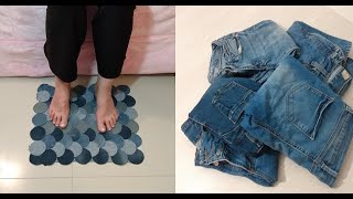 hacer tapetes  alfombras con jeans usados 1 [upl. by Imelida]