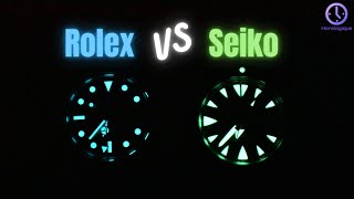 Lume Faceoff Rolex vs Seiko  Chromalight vs Lumibrite [upl. by Romona]