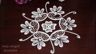 3 Dots Beginners rangoli kolam designs by easy rangoli Suneetha  How to draw simple muggulu [upl. by Miru]