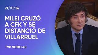 Javier Milei cruzó a CFK se distanció de Villarruel y cenará con gobernadores [upl. by Eemyaj]