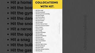 Hit Collocations  Common English Collocations With Hit  Word Pairs With Hit shorts collocation [upl. by Lantz]