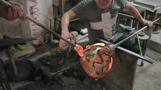 How Murano Glass Vases Are Blown And Decorated Inside Murano Glass Factory [upl. by Aikrahs740]