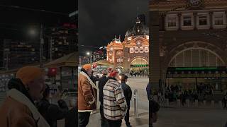 Flinders Street Melbourne travel melbournebusker streetphotography australiancity kpop [upl. by Ahsyle936]