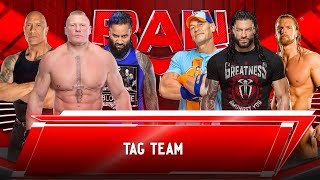 Brock Lesnar The Rock amp Jimmy Uso vs Roman Reigns John Cena amp Triple H  Tag Team Match [upl. by Oralia]