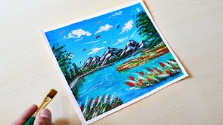 Beautiful nature painting mountain painting acrylic [upl. by Ferdy826]