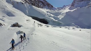 Snowshoeing to the Zinal glacier ice cave  Valais Switzerland [upl. by Assirrak]