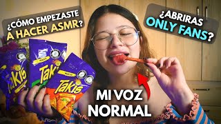 ASMR RESPONDO a tus preguntas🤫 con VOZ NORMAL  ASMR cominedo TAKIS 🔥 ASMR en ESPAÑOL [upl. by Vezza340]