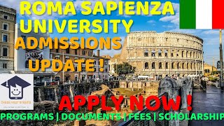 SAPIENZA UNIVERSITY OF ROME  ADMISSION INTAKE 20232024 UPDATE  NO APPLICATION FEES  PROGRAMS [upl. by Akitan]