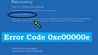 How to fix windows 11 Boot error code 0xc00000e  Windows 11  Boot Error code  0xc00000e Recovery [upl. by Caleb629]