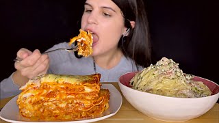 ASMR  MEAT LASAGNA amp CREAMY SPAGHETTI  MUKBANG  EATING SOUNDS [upl. by Jason]