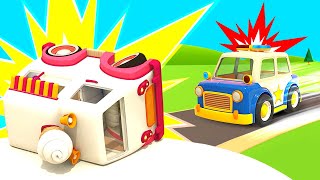 Police car saves the day An ambulance needs help NEW episodes of Helper cars cartoons for kids [upl. by Joachim334]