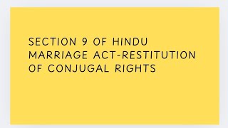 A person can file a petition under Section 9 of the Hindu Marriage Act [upl. by Clemen]