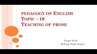 Teaching of prose [upl. by Anitsud]