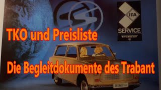 Die Begleitdokumente zum Trabant 601 Kombi TKO Preisliste etc [upl. by Lynette203]