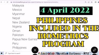 WHAT IS BIOMETRICS FOR AUSTRALIAN VISA APPLICATION PHILIPPINES INCLUDED IN THE BIOMETRICS PROGRAM [upl. by Lenahs]